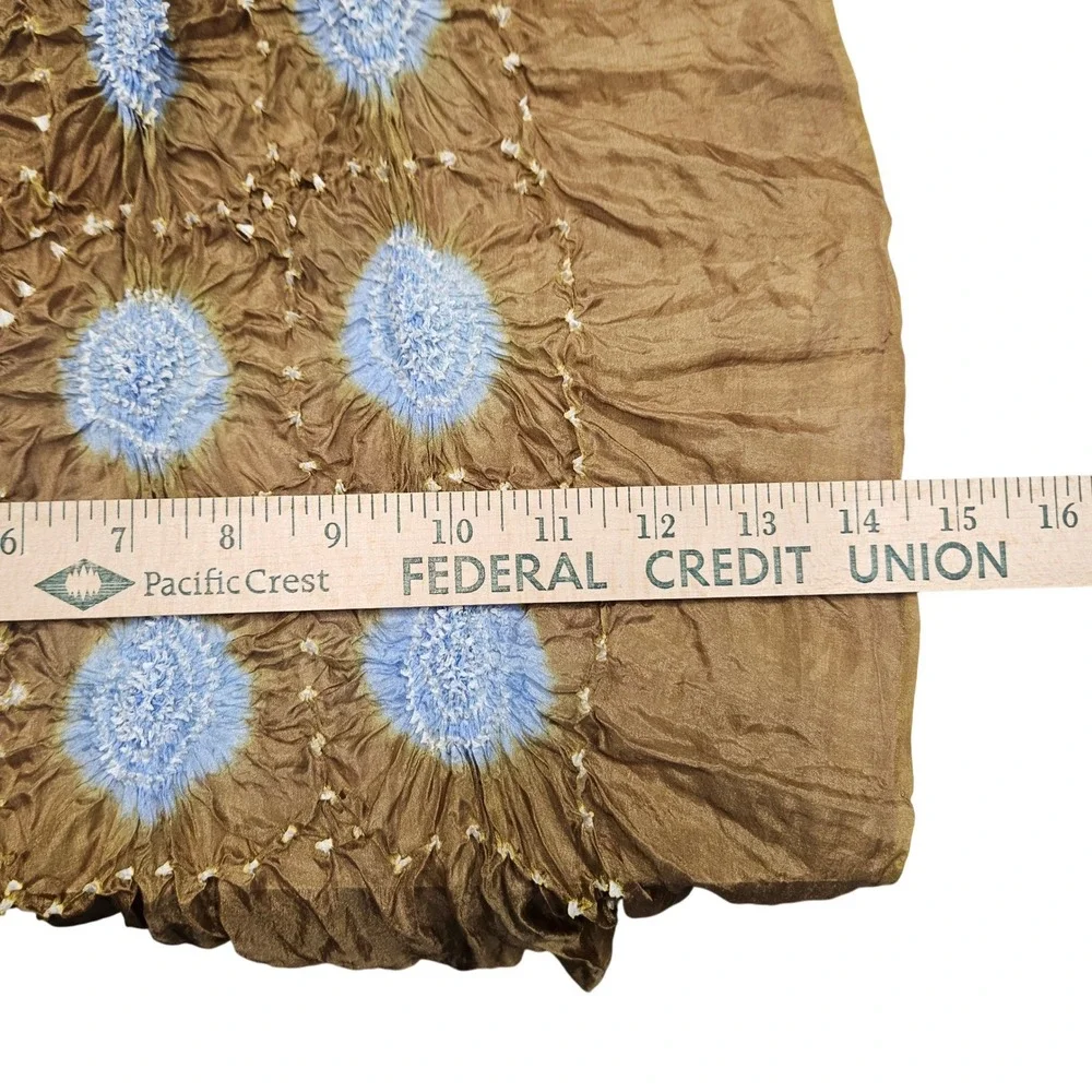 Boutique Crinkle Scarf Womens OS Brown Blue Tie Dye Popcorn Texture‎ Boho Wrap